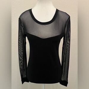 NWOT LAST TANGO WOMENS VELOUR LONG SLEEVE TOP SHEER UPPER SIZE SMALL